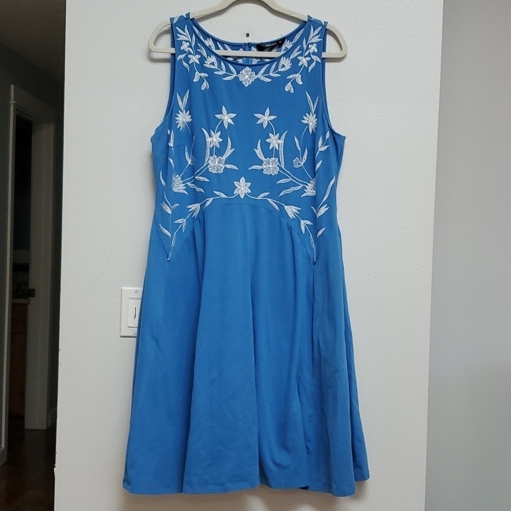 eShakti blue embroidered top sleeveless dress